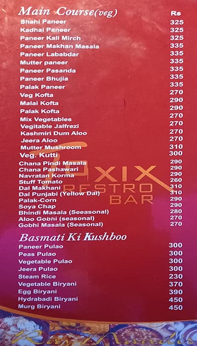 Hotel Rajmandir menu