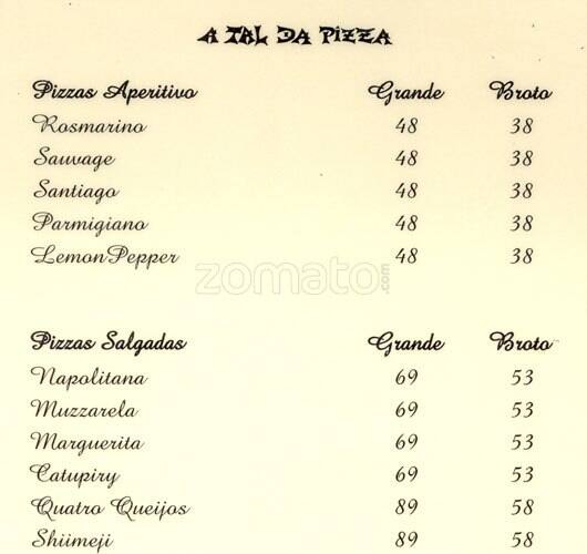 A Tal Da Pizza - Mário Ferraz cardápio