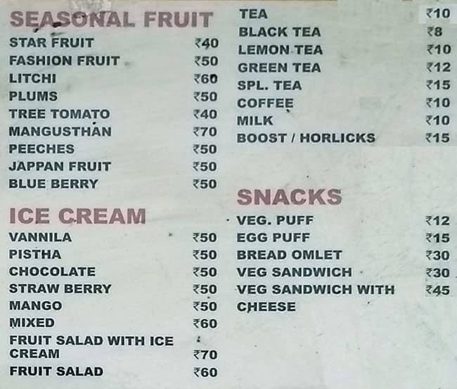 Menu at Hot N Cool, Chennai, 3