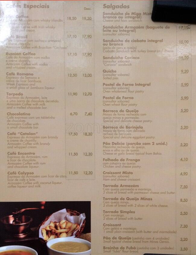 Armazém do Café cardápio
