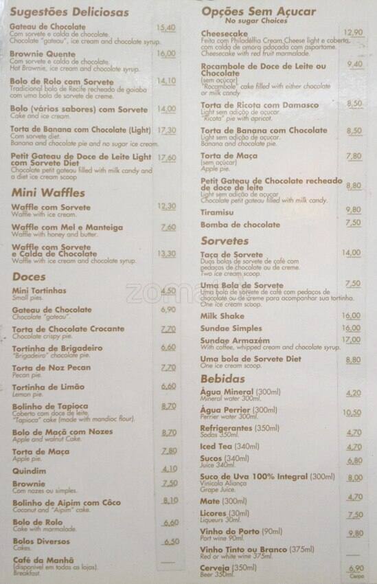 Armazém do Café cardápio