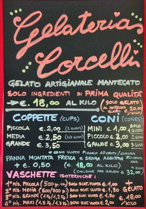 Menu di Corcelli 