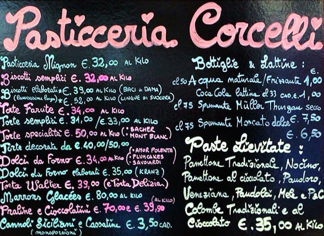 Menu di Corcelli 