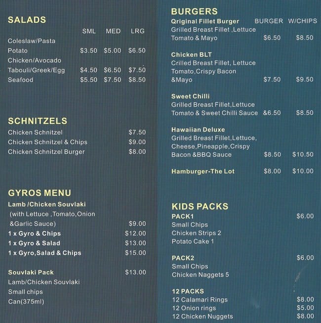 Menu At Upwey Charcoal Chicken Fast Food Upwey