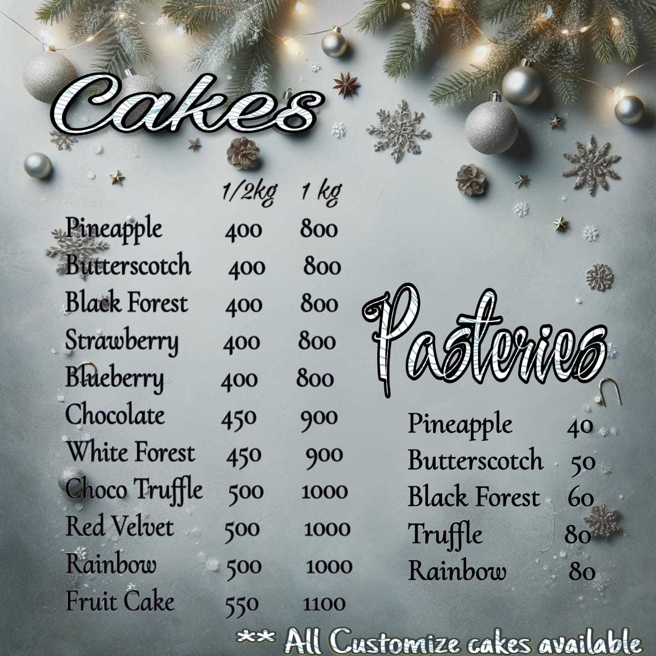 Menu of Raj Laxmi Baker Mart, Sector 29, Faridabad