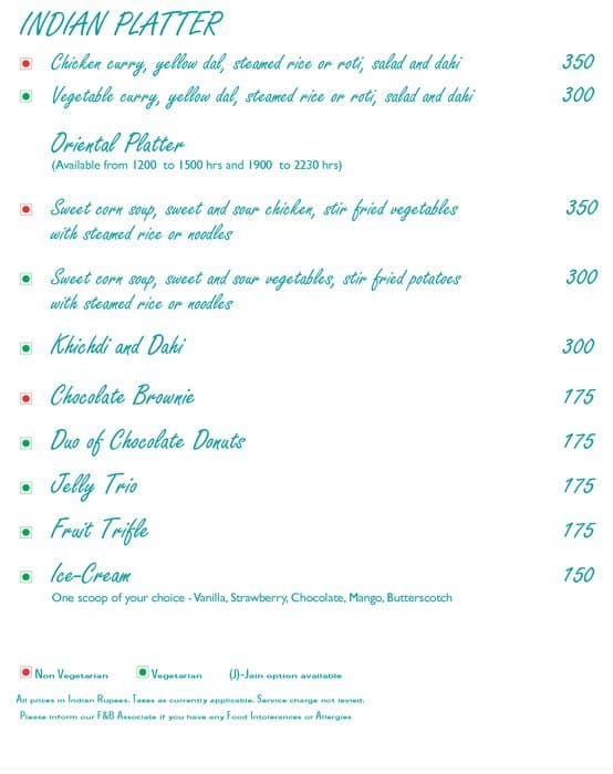 Laranja - Taj Cidade de Goa Heritage, Goa menu