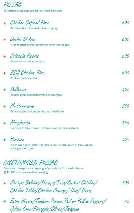 Laranja - Taj Cidade de Goa Heritage, Goa menu