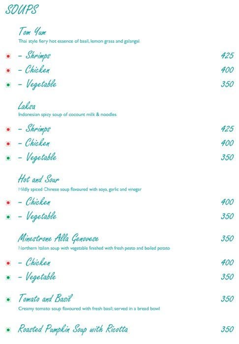 Laranja - Taj Cidade de Goa Heritage, Goa menu