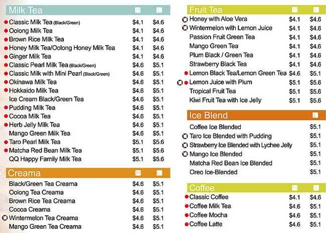 ShareTea menu