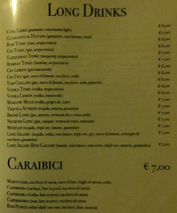 Menu di Rive gauche 