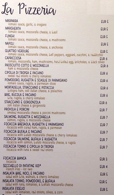 Menu di Fidelio 