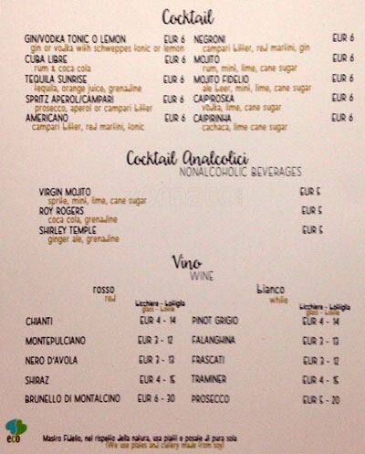 Menu di Fidelio 