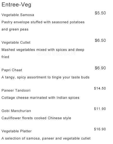 Spice Of Life Restaurant Functions Menu