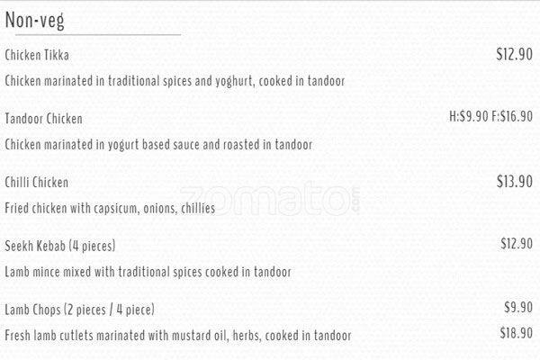 Spice Of Life Restaurant Functions Menu