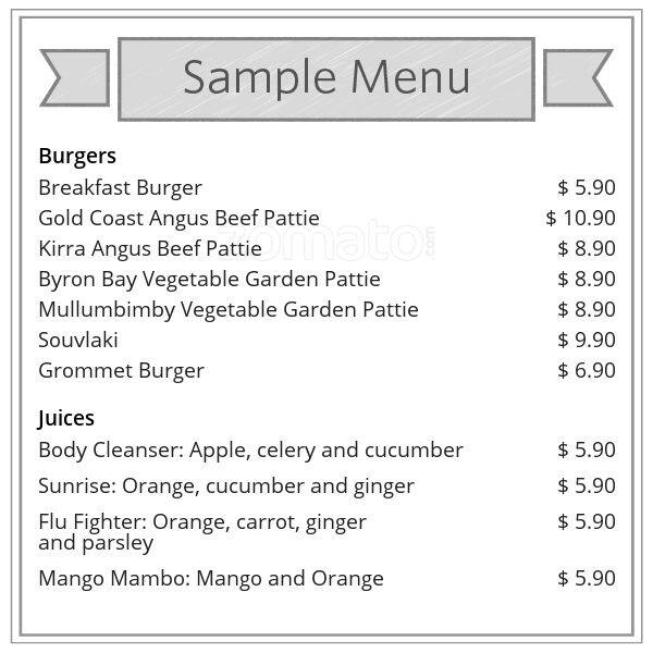 Burger Me Fresh Menu, Menu for Burger Me Fresh, Coolangatta, Gold Coast