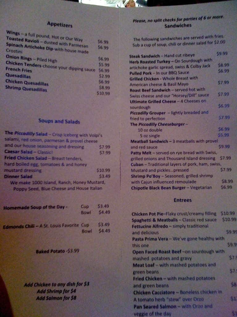 Piccadilly Menu, Menu for Piccadilly, St Louis, St. Louis - Urbanspoon/Zomato