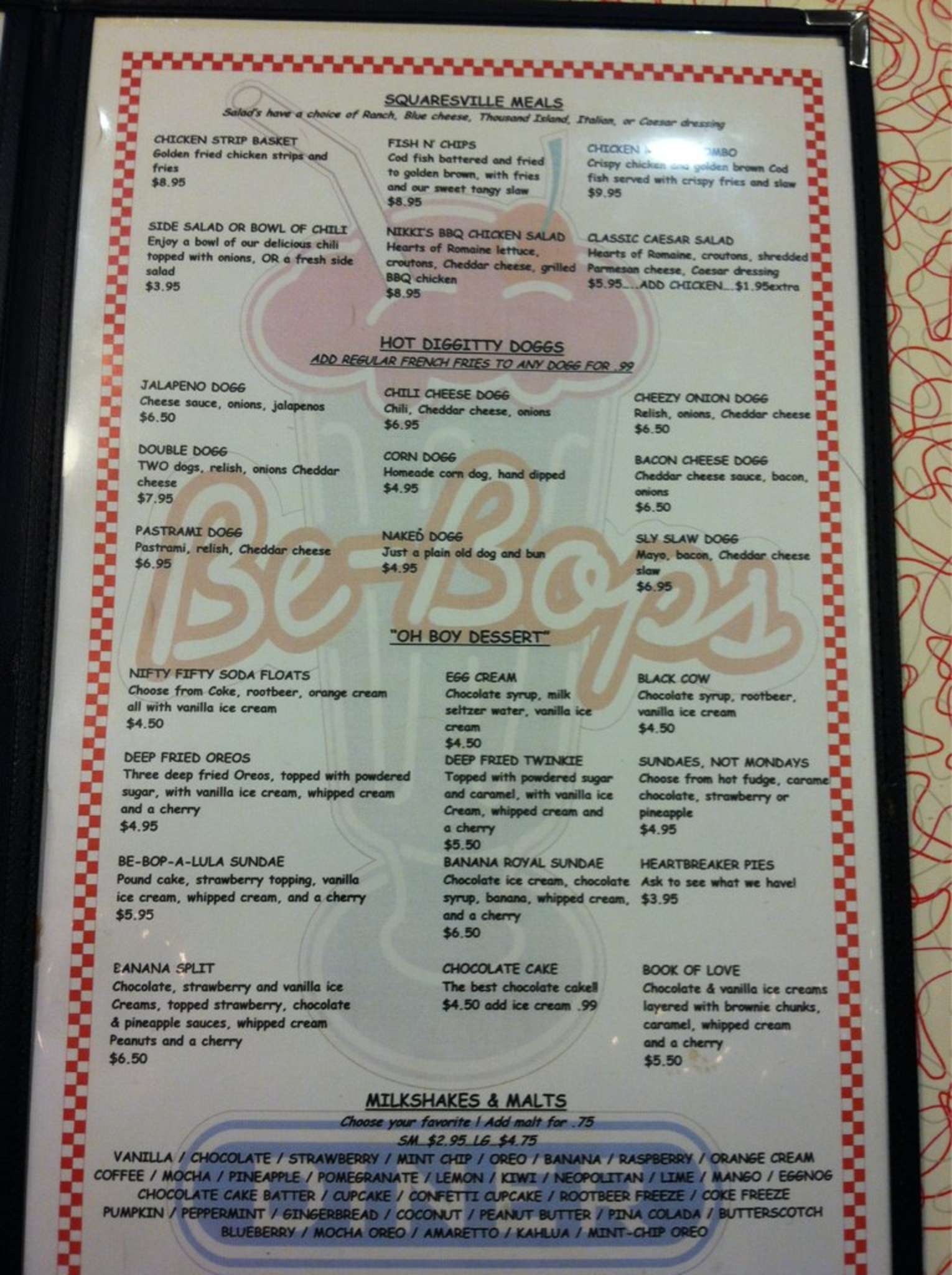 Menu At Be-Bops Diner Restaurant, Ukiah