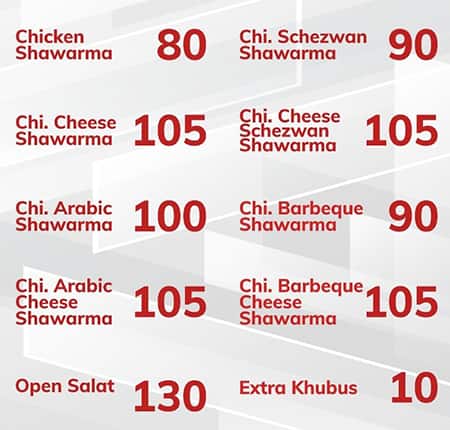 Menu of Lebanese Shawarma, Kurla, Mumbai