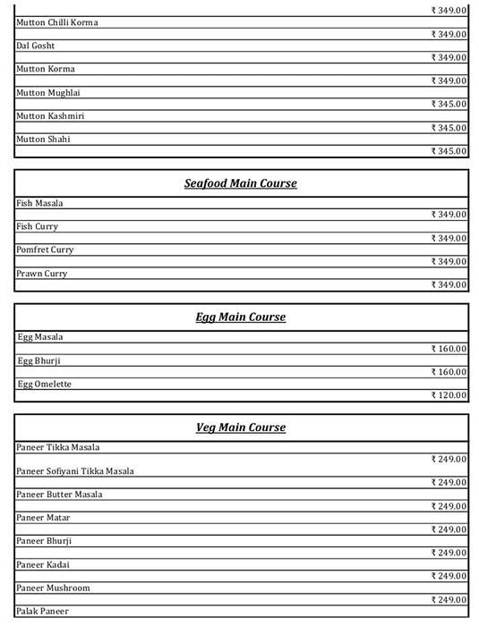 Hindu Lunch Home menu