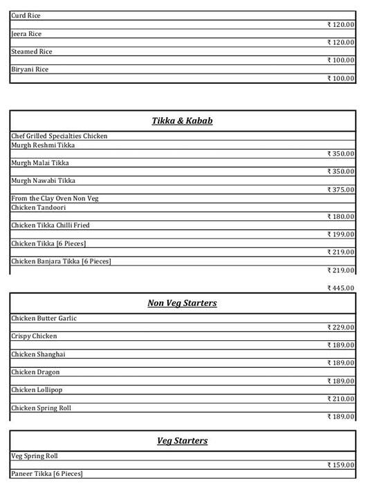 Hindu Lunch Home menu