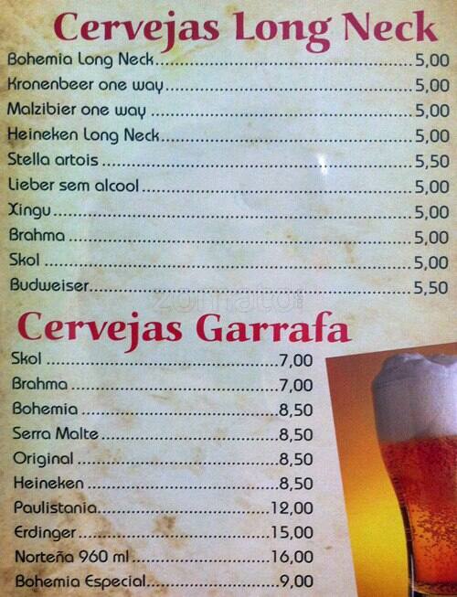 big Ipanema cardápio