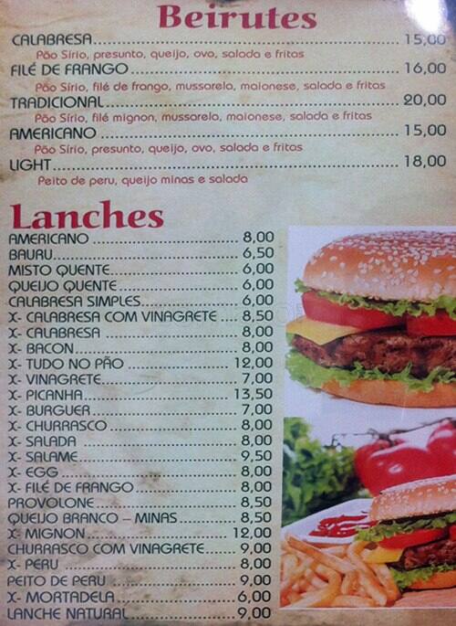 big Ipanema cardápio