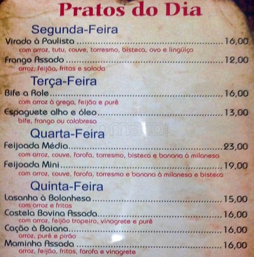 big Ipanema cardápio