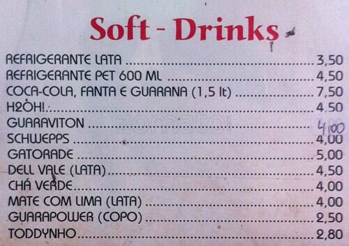 big Ipanema cardápio