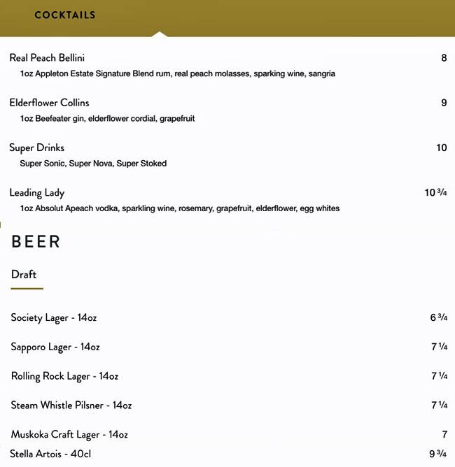 Menu at JOEY Don Mills steakhouse, Toronto, 75 O'Neill Rd