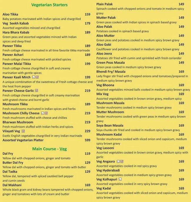 Rajput Restaurant Menu, Menu for Rajput Restaurant, Koregaon Park, Pune
