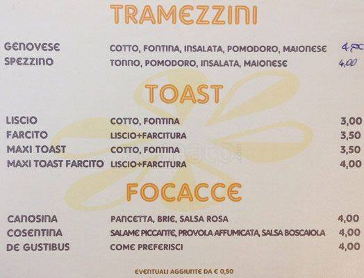 Menu di Carpe Diem Bar - Maxi Panini Milano 