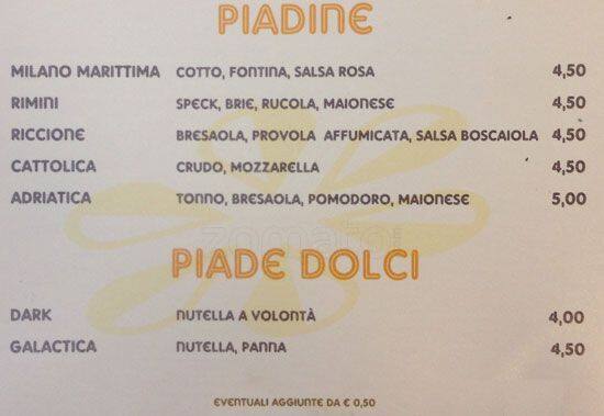 Menu di Carpe Diem Bar - Maxi Panini Milano 