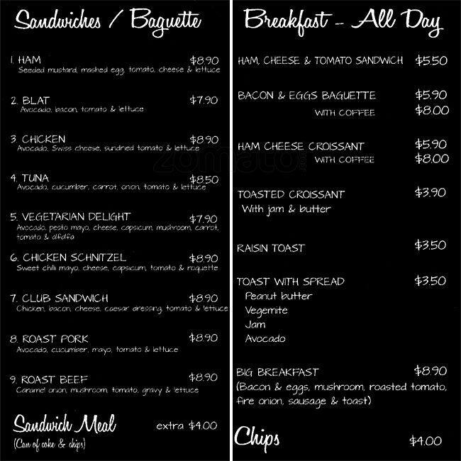 Grind & Grill Bar menu, Menu restauracji Grind & Grill Bar, Potts Point, Sydney Urbanspoon/Zomato