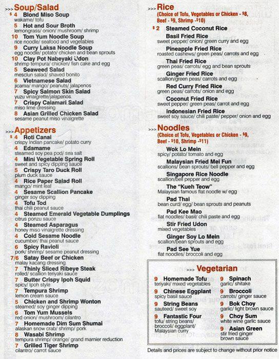 Nana Menu, Menu for Nana, Park Slope, New York City Urbanspoon/Zomato