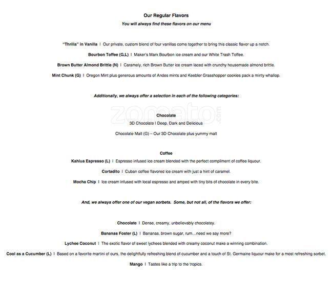 What's The Scoop Menu, Menu for What's The Scoop, BoiseEliot, Portland