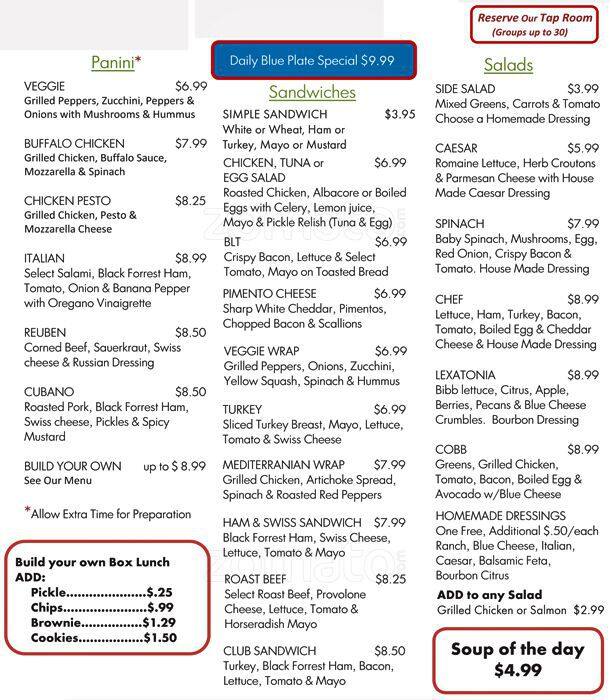 Shorty's Market & Tap Room Menu Urbanspoon/Zomato
