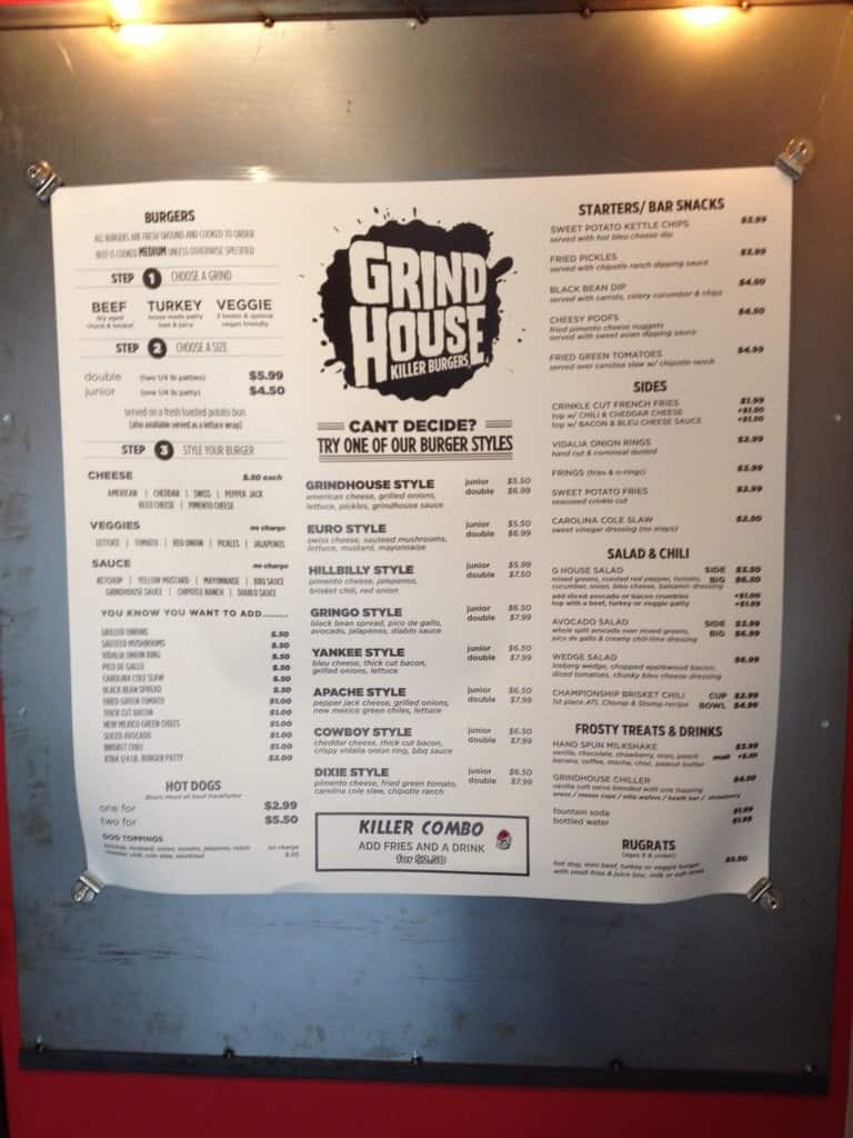 Grindhouse Killer Burgers Menu Urbanspoon/Zomato