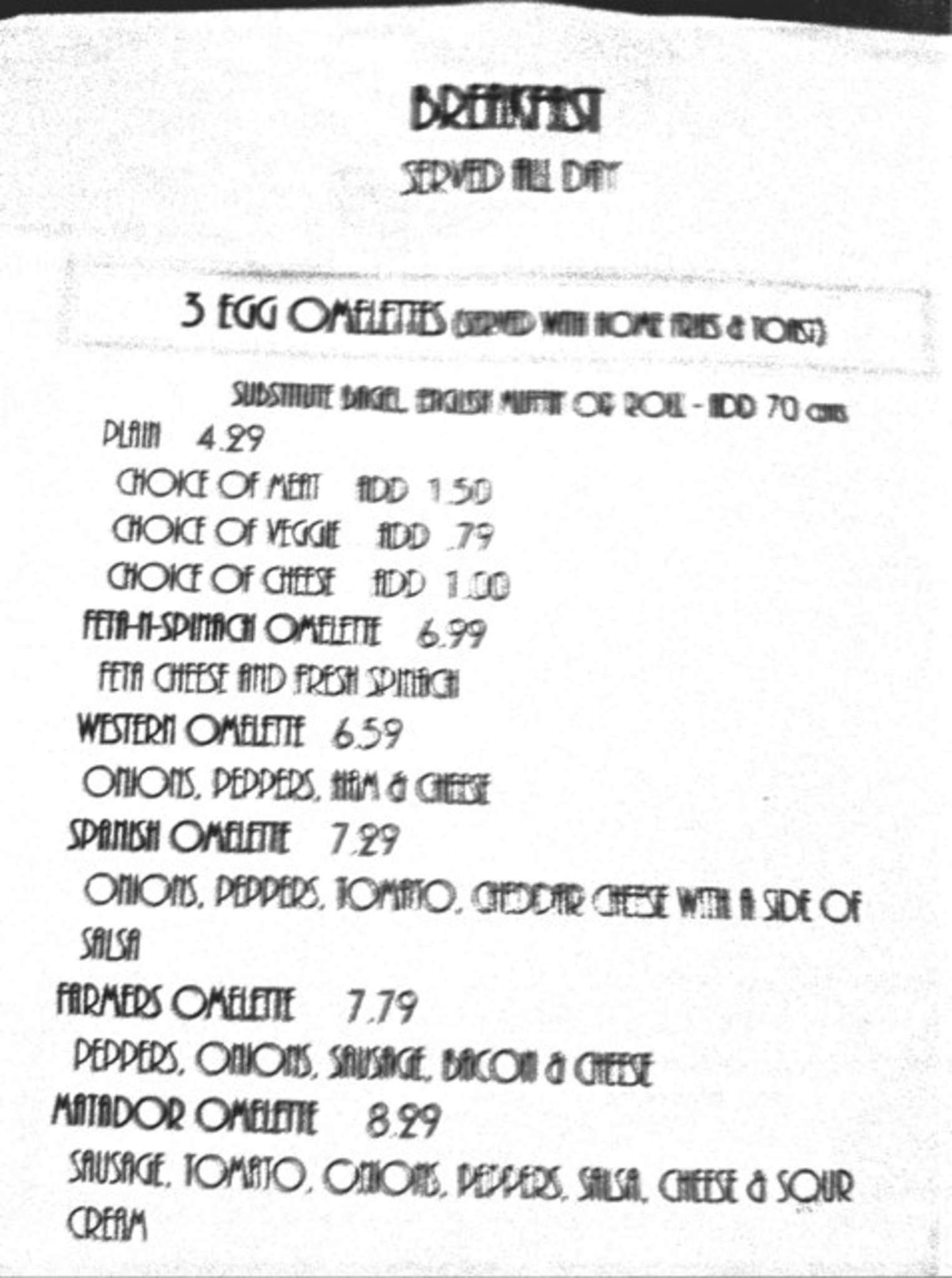 Menu at The Forklift Cafe, Dingmans Ferry, State Route 739