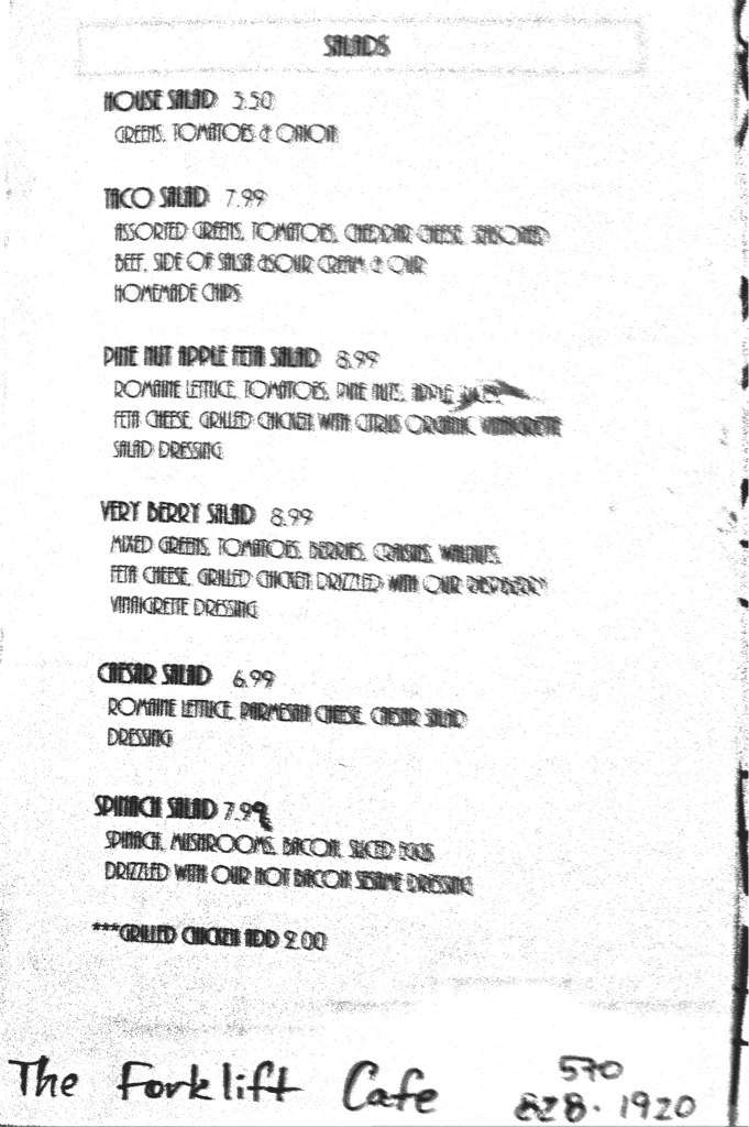 Menu at The Forklift Cafe, Dingmans Ferry, State Route 739