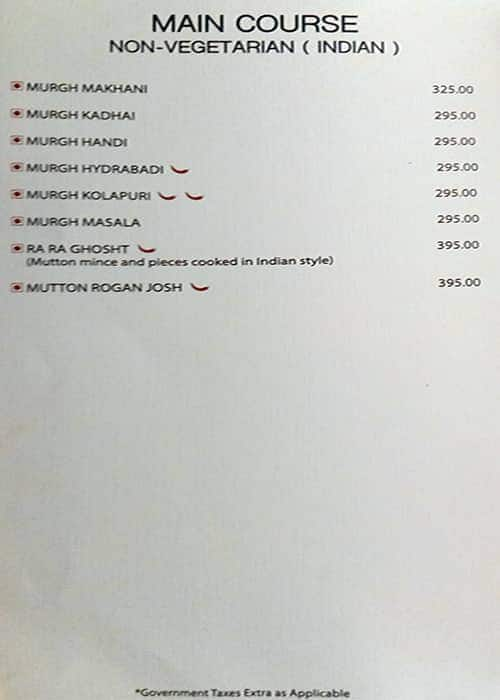 Menu of The Basil Leaf Porvorim Goa