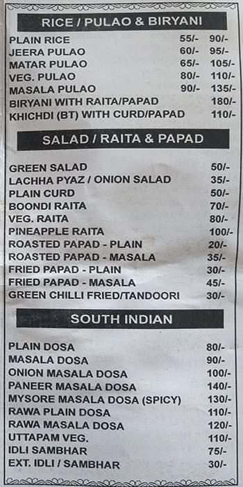 Eating Time Restaurant menu