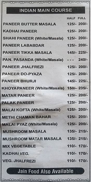 Eating Time Restaurant menu