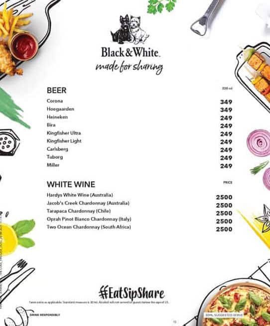 Menu at RAIR, Air Bar & Lounge The Cove, Panchkula