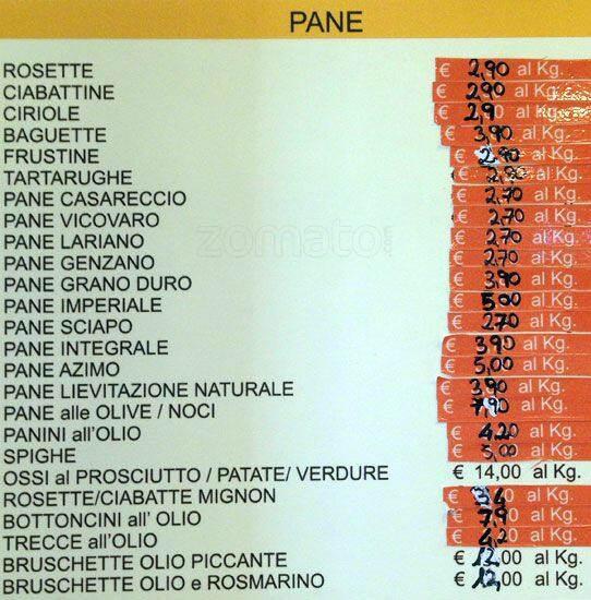 Menu di Le Mille Molliche 