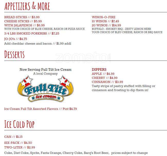 Menu at Pizza Gallery pizzeria, Burien