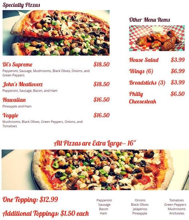 supreme house of pizza menu