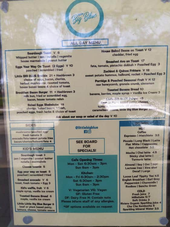 Little Big Blue Cafe Menu Menu For Little Big Blue Cafe Maroubra Sydney