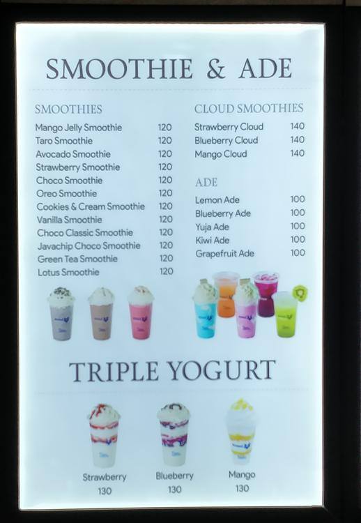 Snow Panda menu