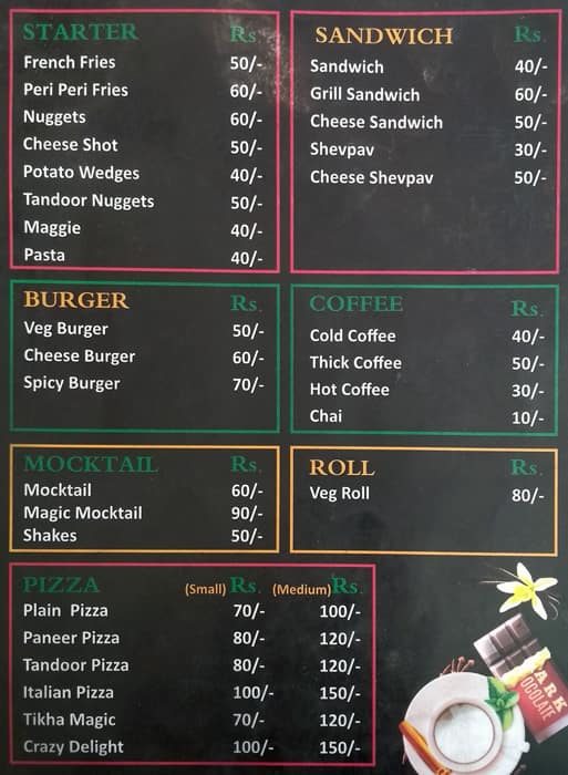 Menu Of Cup N Joy Cafe Sinhgad Road Pune