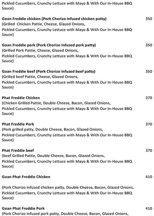 Mangala Bar & Restaurant menu